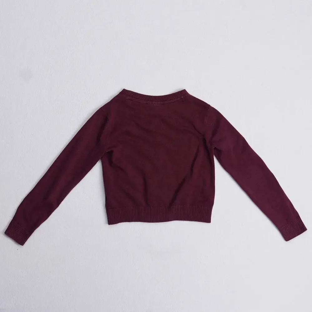 Childrens Place Girls Cardigan Sweater Size 5/6 Burgundy School Uniform Cotton